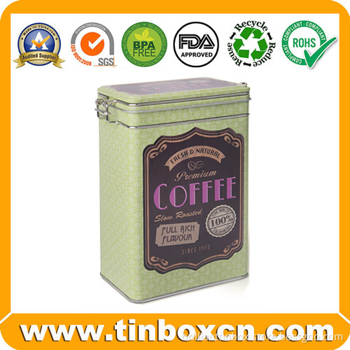 Custom Airtight Coffee Tins with Metal Clip for Food Storage